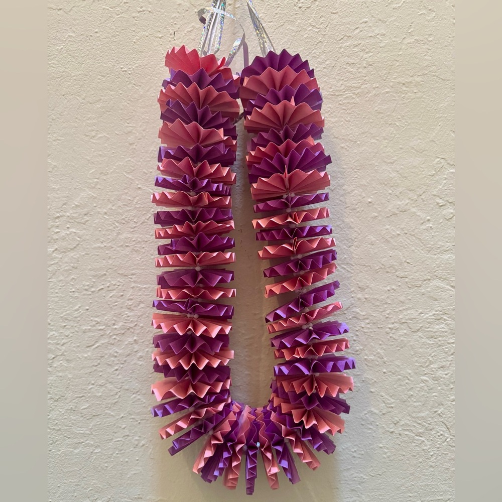 Handcrafted Purple and Pink Paper Lei